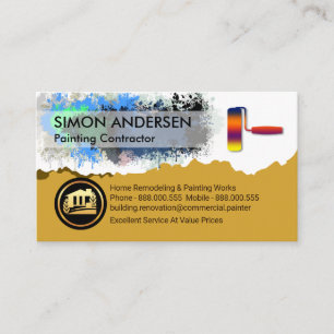 Paint Splatter Colourful Roller Brush Business Card