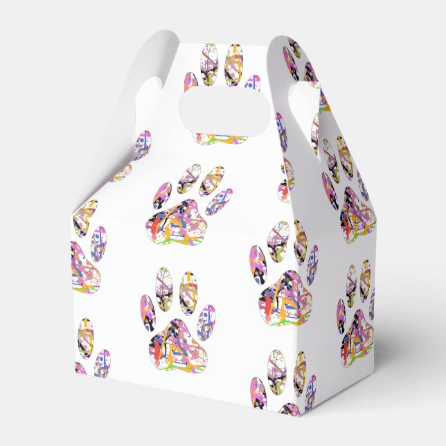 Paint Splatter Dog Paw Print Favour Box (Front Side)