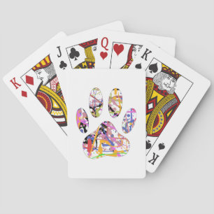 Paint Splatter Dog Paw Print Playing Cards