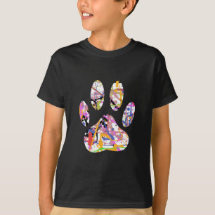 Paint Splatter Dog Paw Print T-Shirt