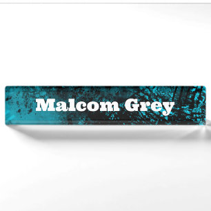 Paint Splatter Effect Blue & Black Nameplate
