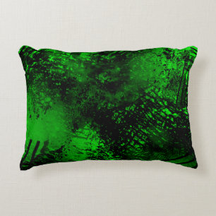 Paint Splatter effect Green & Black Decorative Cushion