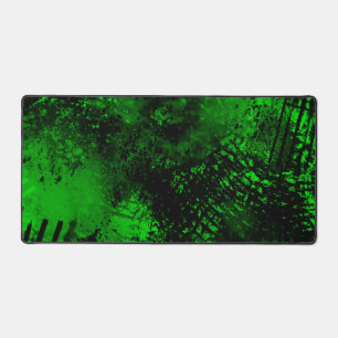 Paint Splatter effect Green  & Black   Desk Mat