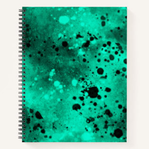 Paint Splatter Effect Green & Black Notebook
