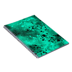 Paint Splatter Effect Green & Black Notebook