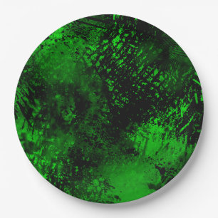 Paint Splatter effect Green & Black  Paper Plate