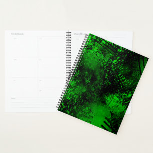 Paint Splatter effect Green & Black Planner