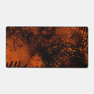 Paint Splatter effect Orange & Black Desk Mat