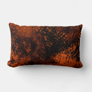Paint Splatter effect Orange & Black Lumbar Cushion