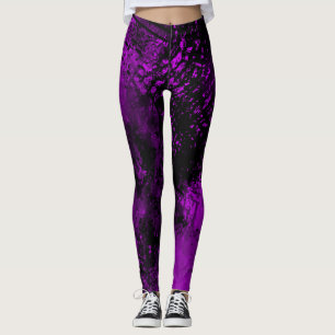 Paint Splatter effect Purple & Black  Leggings