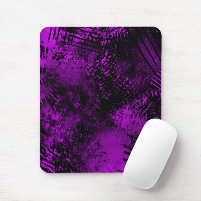 Paint Splatter effect Purple  & Black   Mouse Pad (With Mouse)