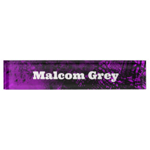 Paint Splatter Effect Purple & Black Nameplate