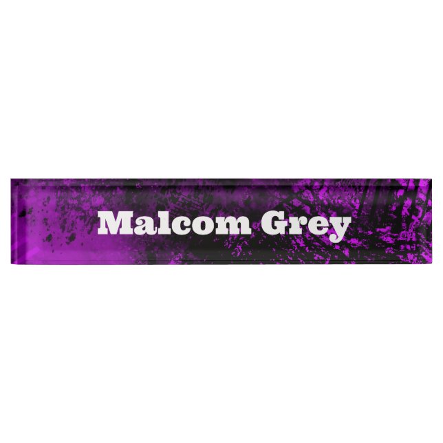 Paint Splatter Effect Purple & Black  Nameplate (Front)