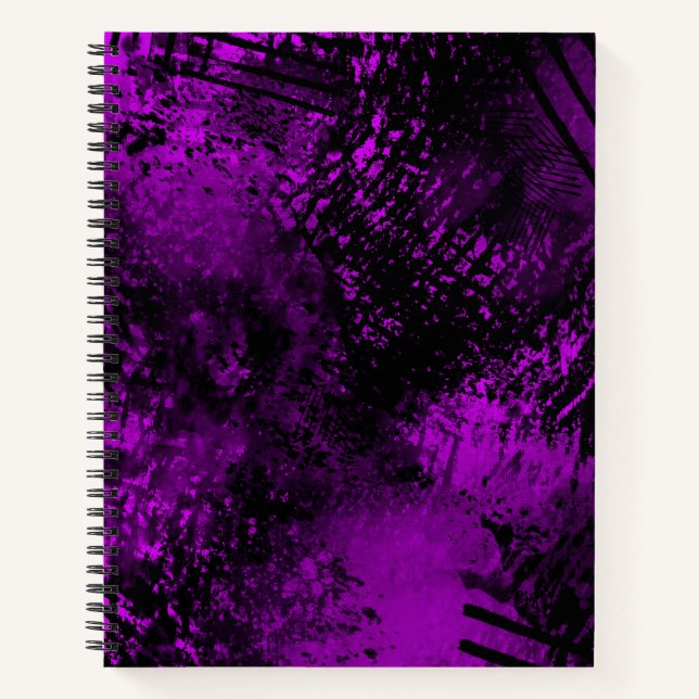 Paint Splatter effect Purple & Black Notebook (Front)