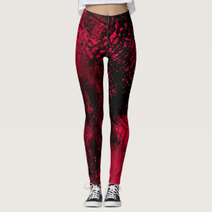 Paint Splatter effect Red & Black Leggings