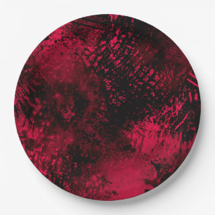 Paint Splatter effect Red & Black  Paper Plate