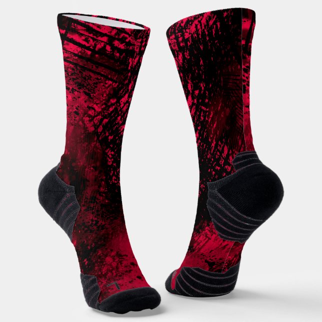 Paint Splatter Effect Red & Black  Socks (Angled)