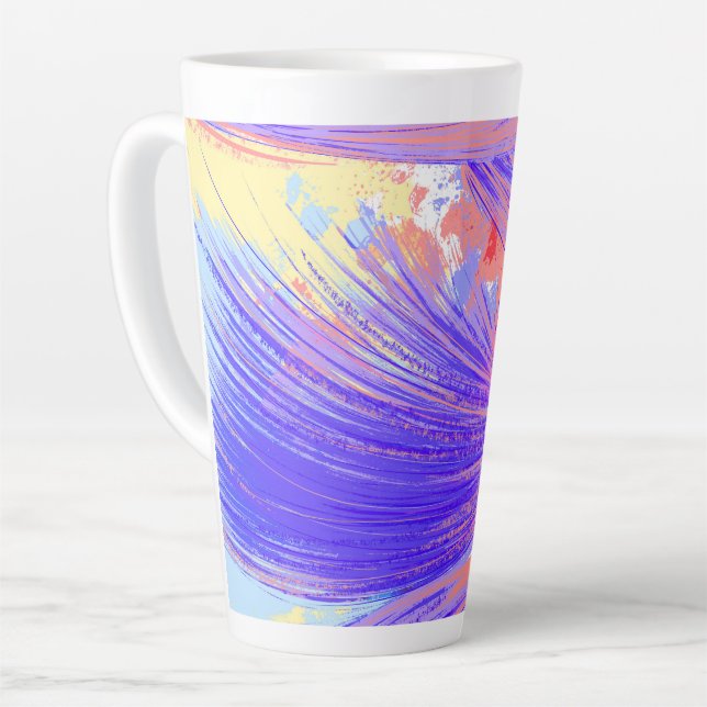 Paint Splatter & Feathers  Latte Mug (Left Angle)