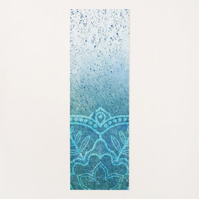 Paint Splatter Floral Design Yoga Mat (Front)