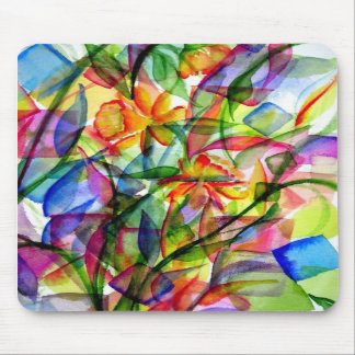 Paint Splatter Flowers Mouse Pad