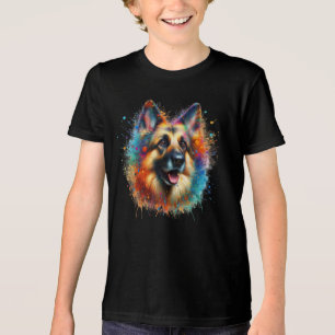 Paint Splatter German Shepherd Tri-Blend Shirt
