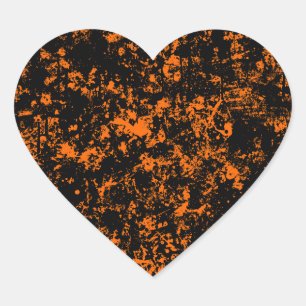 Paint Splatter- Halloween Colours (Black & Orange) Heart Sticker