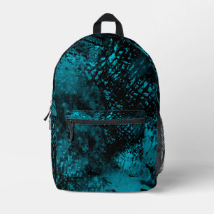 Paint Splatter Hatching Effect Blue & Black  Printed Backpack