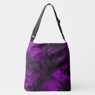 Paint Splatter Hatching Effect Purple & Black Crossbody Bag