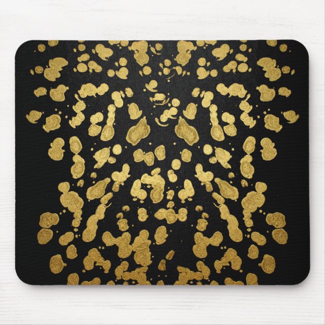 Paint Splatter in Faux Gold and Black Mouse Pad (Front)