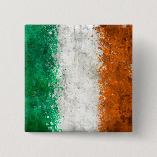 Paint Splatter Irish Flag 15 Cm Square Badge