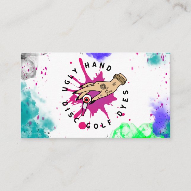 Paint Splatter Logo and Business Info Business Card (Front)