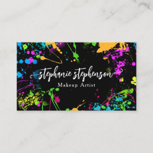 Paint Splatter Modern Art Makeup Nail Artist Business Card
