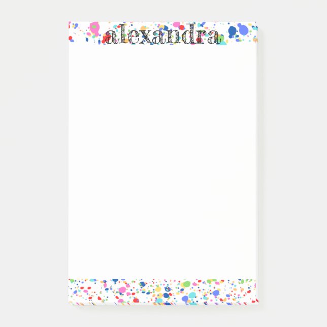 Paint Splatter Name Notes - Multi Rainbow (Front)