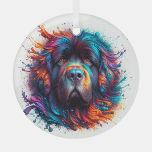 Paint Splatter Newf Circle Ornament