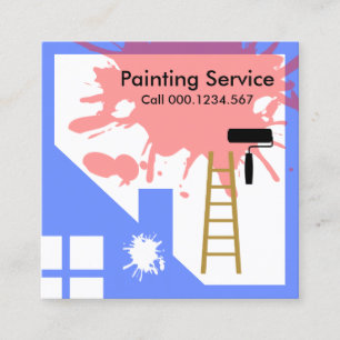 Paint Splatter On Building Square Business Card