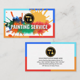 Paint Splatter On Colourful Frame Border Business Card