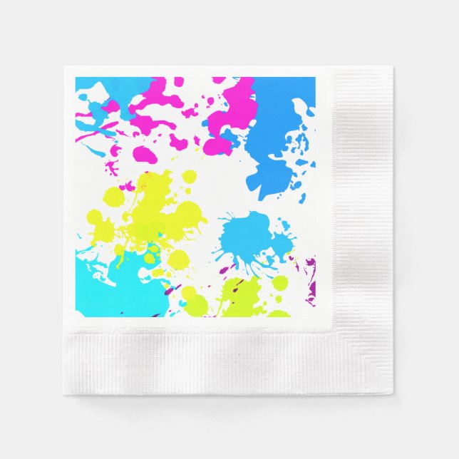 Paint Splatter, Paintball, Neon Paper Napkins (Front)