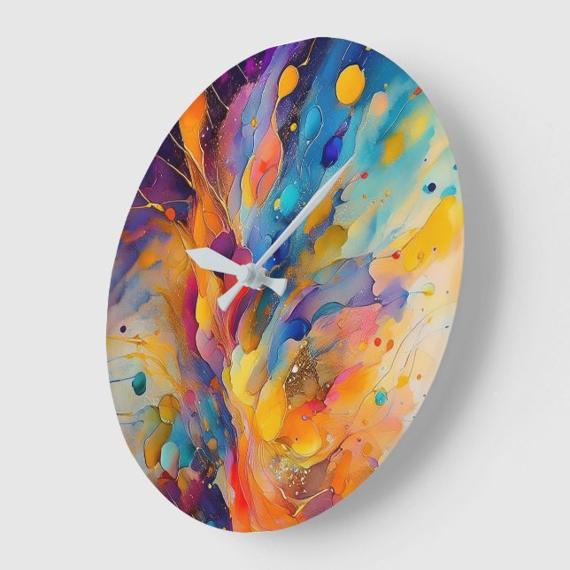 Paint Splatter Pattern 2 Large Clock (Angle)