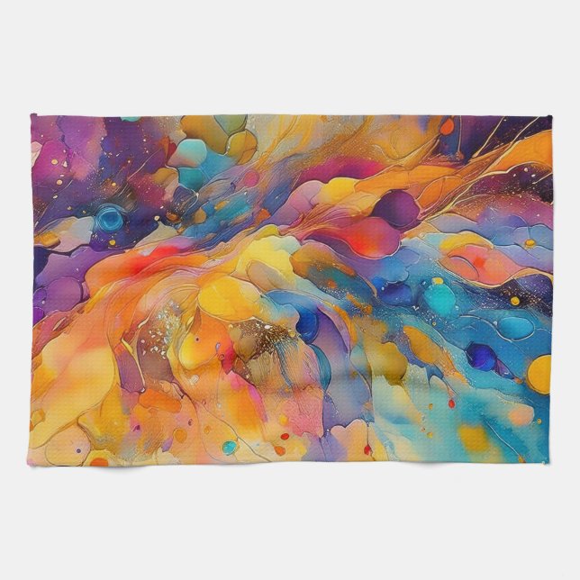 Paint Splatter Pattern 2 Tea Towel (Horizontal)