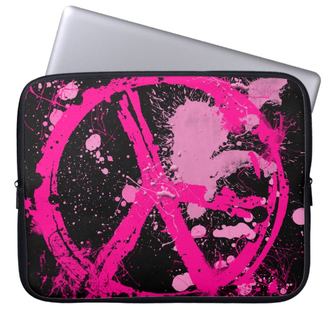 Paint Splatter Peace Sign Laptop Sleeve (Front)