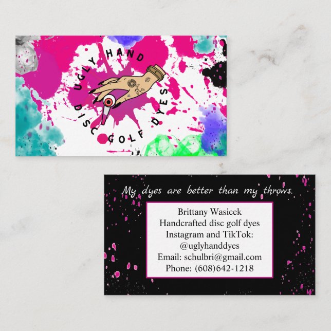 Paint Splatter pink Business Card (Front/Back)