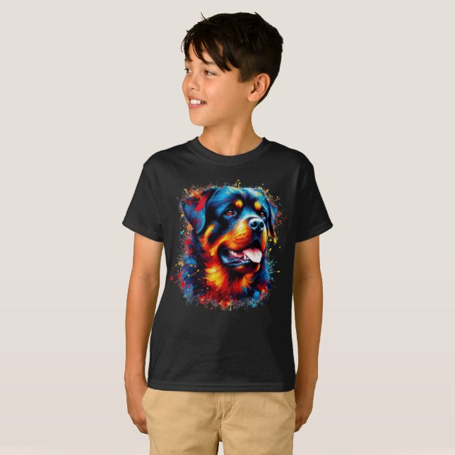 Paint Splatter Rottweiler T-Shirt (Front Full)