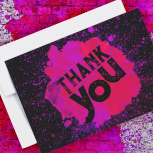Paint Splatter Thank You - Pink on Black