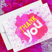 Paint Splatter Thank You - Pink on White