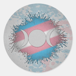 Paint Splatter TransgenderTriple Goddess Moon Classic Round Sticker