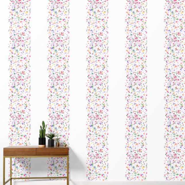 Paint Splatter Watercolor Vertical Stripes Wallpaper (Hallway)