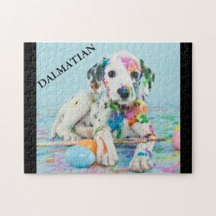 PAINT SPLATTERED DALMATIAN PUPPY PUZZLE. JIGSAW PU PUZZLE