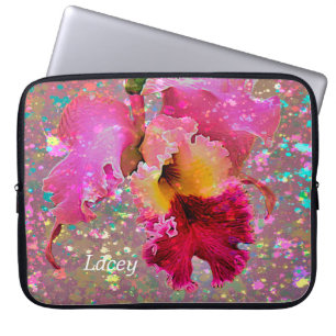 Paint Splattered Orchid Laptop Case