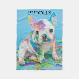 PAINT SPLATTERED PUPPY BLANKET PERSONALIZED.