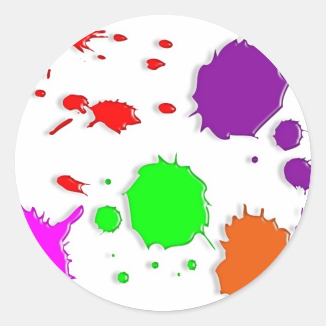 Paint Splatters Classic Round Sticker (Front)